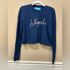 Ruespari Equestrian WHIPPED (Lunge Whip)Cropped Sweater Blue NWT